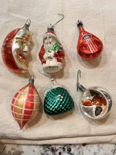 Assorted  Lot Of 6 Vtg Mercury Glass Ornaments, READ DETAILS
