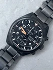 Seiko Military Chronograph Mens Vintage 42mm Quartz Watch BlackSilver Quartz7T94