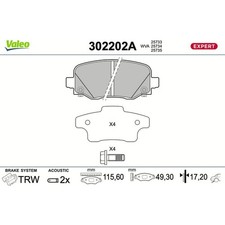 Valeo 302202A Bremsbelagsatz für JEEP FIAT ALFA ROMEO RENEGADE COMPASS VAN 500X