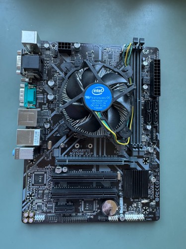Mainboard/Hauptplate GIGABYTE H310M S2P mit Prozessor Celeron G4900 und Kühler