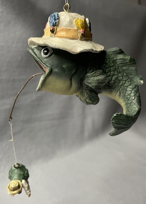 #ad FISH Midwest Cannon Falls Christmas Ornaments Fish hooking a Fisherman *** READ $7.99