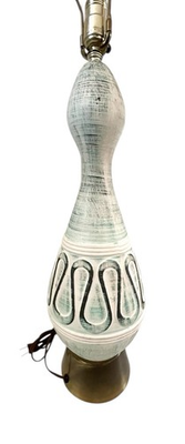 #ad #ad Rare F.A.I.P Mid Century Geometric Abstract Chalkware Large Teal Table Lamp $175.00