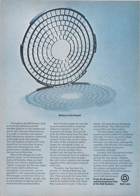 Bell System Bell Labs Vintage Print Ad Battery in the Round Technology 1970s