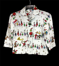 Pottery Barn Kids Dr Seuss Grinch Kids Flannel Pajama Top Sz 6 Long Sleeve Read