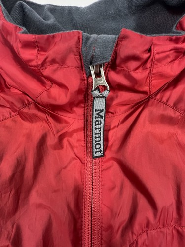 MARMOT Mens M Red Gray Fleece Lined Full Zip Windbreaker Jacket Outdoor Hiking - Picture 4 of 13