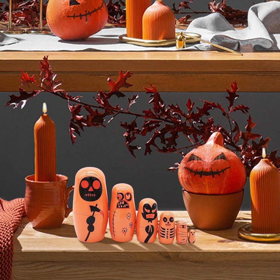 6 PCS Russian Nesting Dolls Wooden Nesting Doll Matryoshka Halloween