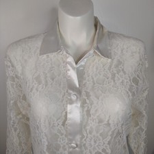 Vintage Victoria's Secret Gold Label Lace Satin Sleep Shirt Nightgown Sz S White