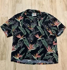 Vintage Paradise Found Bird of Paradise Rayon Aloha Hawaiian Camp Shirt XL