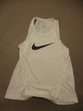 NIKE DRI-FIT Size M Girl White Round Neck Breathable Athletic Racer Back Top 243