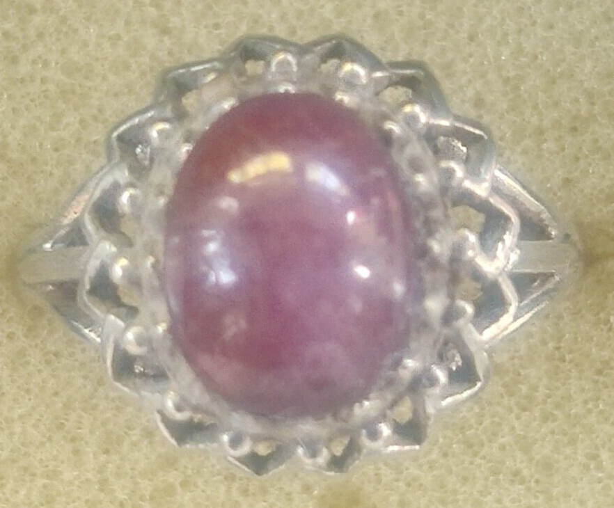 Sterling silver ring with red star ruby - image 1