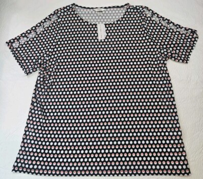 CJ Banks Career Top Women 2X Black Orange White Sleeve Office Casual NWT