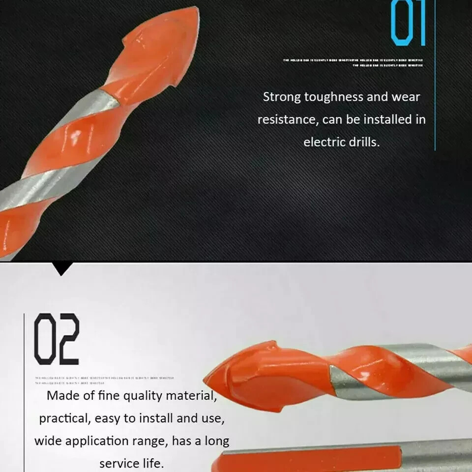 5PCS Tile Drill Bits Set Alloy Triangle For Glass Ceramic Concrete Wood