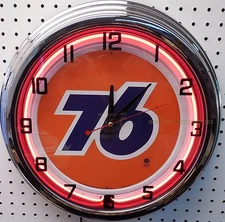 17" UNION 76 Gasoline Sign Neon Clock Gas Station Oil Lube