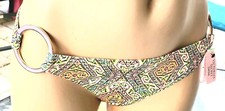 victoria secret Rare Vintage bikini bottom M hipster lilac gold metal ring green