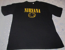 Nirvana Smiley Logo 90s Style T-Shirt Mens Size 2XL XXL Black & Yellow Gold NEW