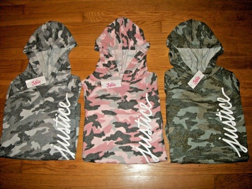 NWT JUSTICE CAMO LOGO SNUGGLY SOFT HOODIE TOP GIRLS SZ 10 12 14 16 18 20 - Picture 3 of 15