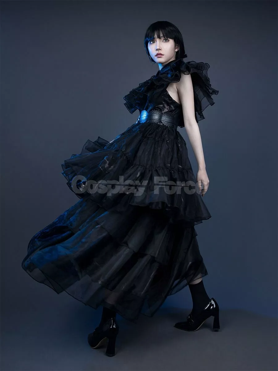 Trendy Wednesday Girl Dress, Wednesday Costume, Wednesday Black Full Dress,  Addams Cosplay Costume, Raven Dance, Tiktok Trend, Halloween 