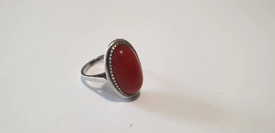 Bague Ancienne en Argent poinçon crabe et pierre Cornaline - Photo 1/4