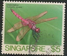 Lot 4621 Singapore 1985 $5 Insect (Dragonfly) used stamp