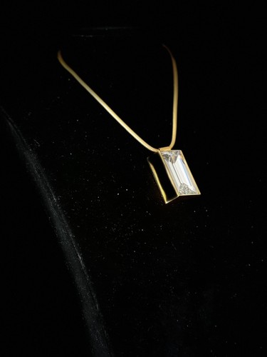 VTG HAUTE COUTURE LANVIN PARIS SWAROVSKI CRYSTAL 1.75 “ PENDANT NECKLACE - Picture 6 of 15