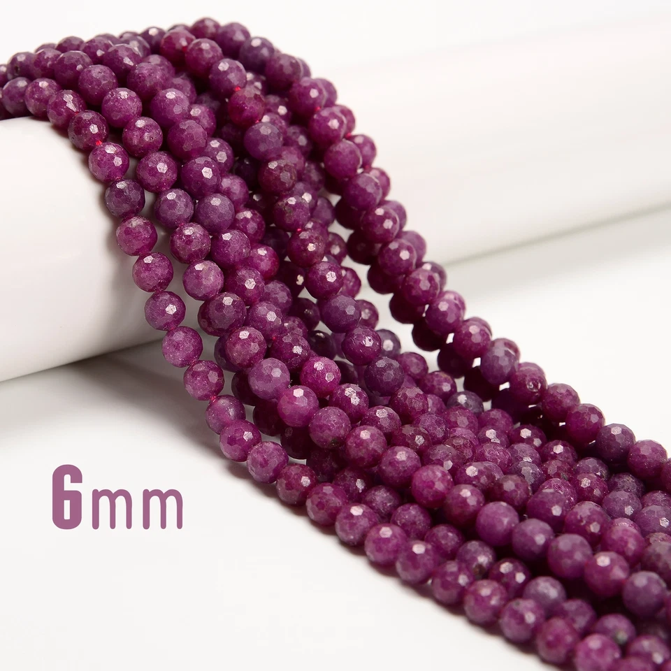 Natural Ruby Faceted Round Beads Size 3mm 4mm 5mm 6mm 15.5'' Strand - Image 3 of 4