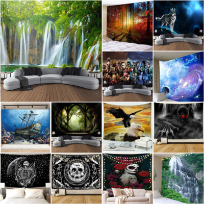 Extra Large Gothic Scenery Wall Hanging Skull Tapestry Bedspread Backdrop Mural