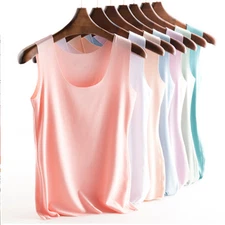 Womens Ice Silk Sleeveless Vest V Neck Tank Tops Ladies Casual Summer Camisole "