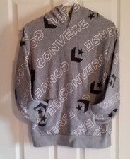 Converse Boys Youth XL 13-15 Gray w/ White Logo Long Sleeve Hooded Sweatshirt
