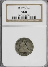 1875-CC Twenty Cent Piece NGC VG-8