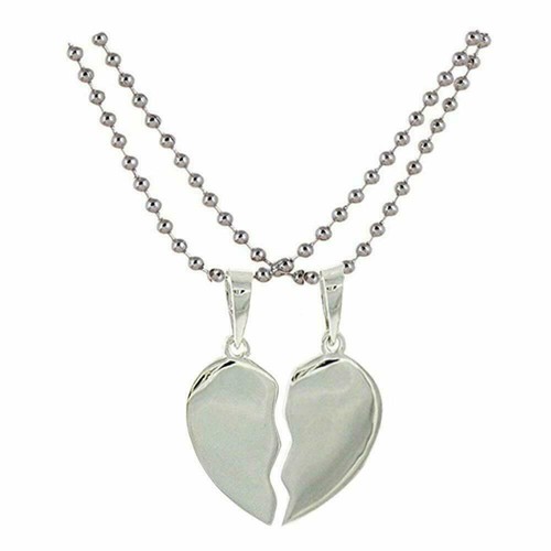Beautiful Stainless Steel Broken Heart Pendant With Chain Color Silver+Silver