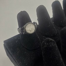 Wire Wrapped Black Ring with Clear Glass Stone, Women's, Girls, Gift