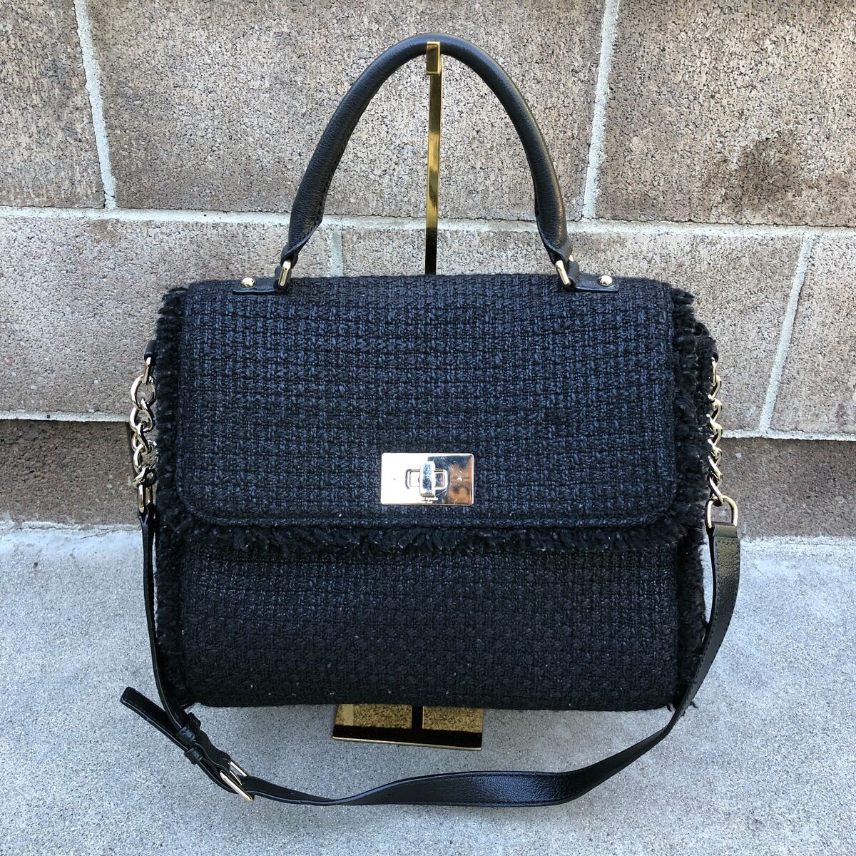 KATE SPADE Tuxedo Hill Tweed Top Hand Purse Shoulder Strap KATE SPADE Tuxedo Hill Tweed Top Hand Purse Shoulder Strap