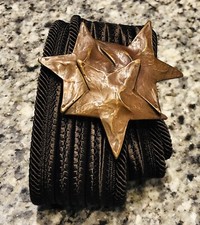 Yves Saint Laurent YSL Rive Gauche 1970  s Wide Brown Star Buckle Belt