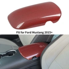 ⭕Red Carbon Fiber Car Console Storage Box Panel Cover Pad For Ford Mustang 15-24