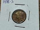 X-FINE 1938-S Silver Mercury Dime Colorful Rainbow  Toning! #112
