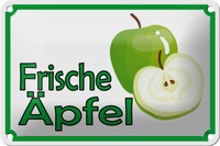 Blechschild Hinweis 18X12 Cm Frische ÄPfel Verkauf Hofladen Deko Schild Tin Sign