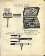 1900 PAPER AD 4 PG Star Safety Razor Traveling Stropping Machine Wostenholm Belt