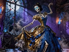 Horror Gothic Skull Diamond Art Kits for Adults Halloween  Round Full Drill 5D