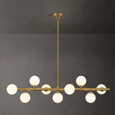 Mid Century Modern Globe Sputnik Chandelier, 9-Light Linear Chandeliers for D...