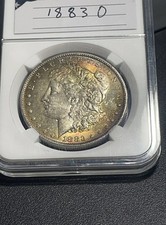 1883-O Morgan Dollar Monster Toned Rainbow Luster BU US Coin in Capsule