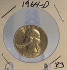 1964-D Denver Mint Silver Washington Quarter Coin 90% Silver