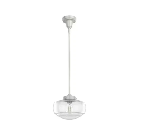 Hunter Saddle Creek 1-Light Brushed Nickel Mini Pendant with Seeded Glass Shade - Picture 2 of 9