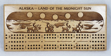 NEW Solid Birch Wood Alaska Cribbage Game Board with Pegs USA Made Lasertech