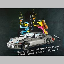 Udo Lindenberg Unikat Aquarell Hinter jedem starken Mann museal gerahmt Galerie