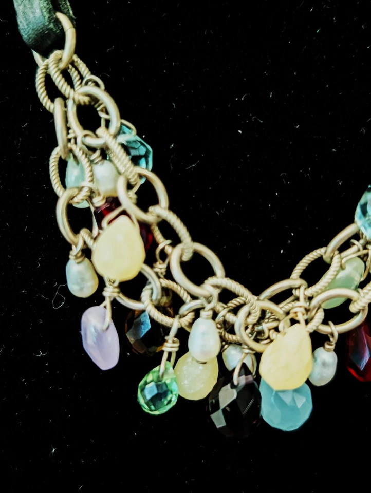 Collar de gamuza negra y perlas Silpada de plata de ley con cuentas de vidrio oxidado Foto 2 de 4