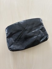 Vintage Leather Frame Handbag Clutch Navy Blue 80s Purse Shoulder Strap Brazil
