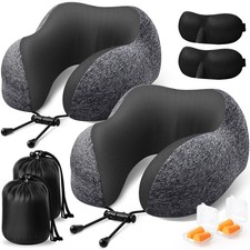 Travel Pillow, 2 Pack Travel Pillows for Sleeping Airplane, Removable Cover N...