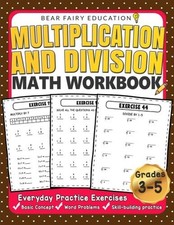Multiplication Division Math Workbook 3rd 4th 5th Grade Practice Activities NEW