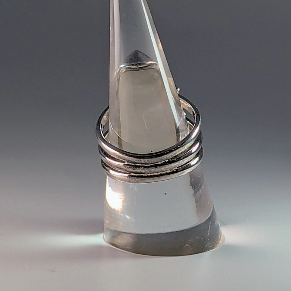 Anillo Marquesa Piedra Lunar Plata Esterlina Diseño Multibanda Talla 8 Foto 3 de 4