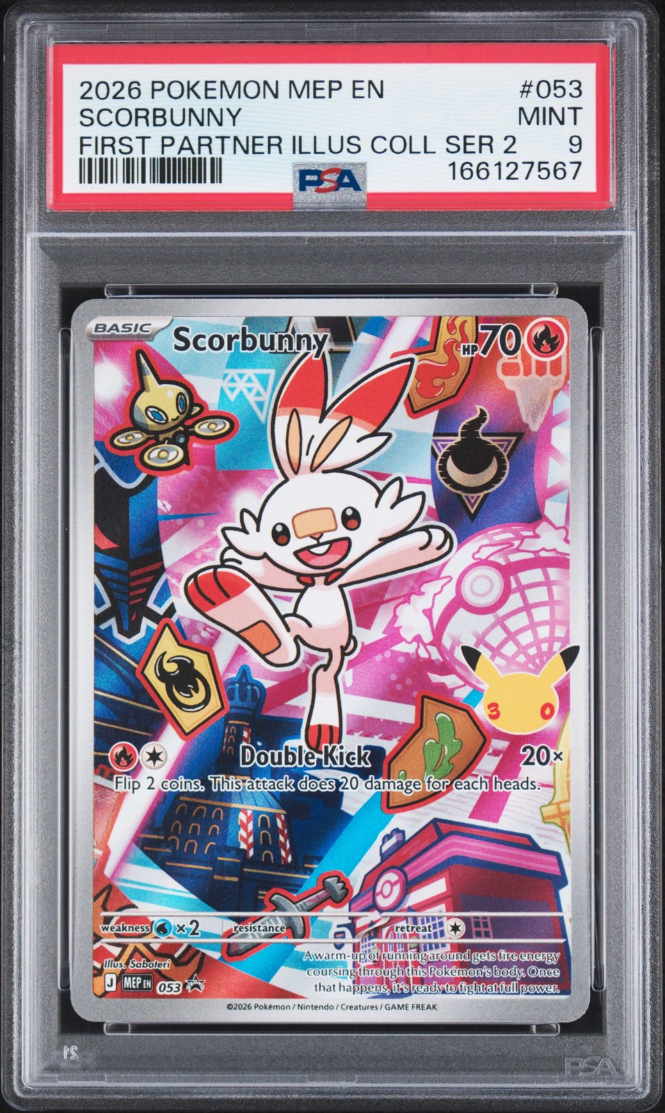 2026 POKEMON FIRST PARTNER ILLUSTRATION COLLECTION PROMO #053 SCORBUNNY PSA 9